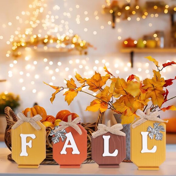 Fall Decorations for Home, Pumpkin Wood Sign with Fall Lettered for Fall Decor, - Picture 5 of 9